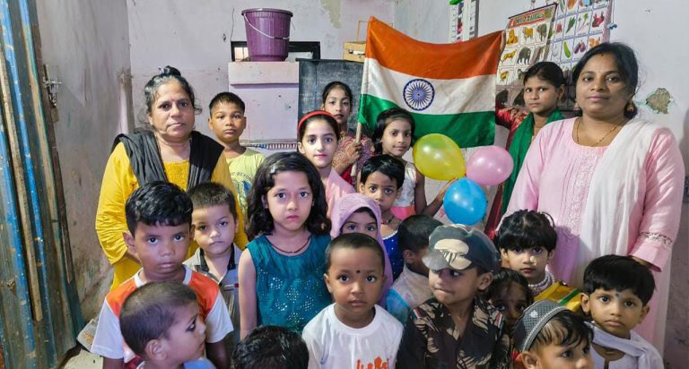 Independence Day & Gopal Kala with Aaganwadi children